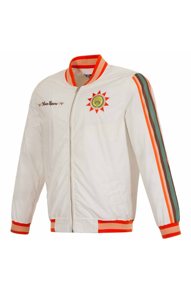 JH DESIGN Men's JH Design White San Antonio Spurs 2023/24 City Edition Nylon Full-Zip Bomber Jacket, Alternate, color,