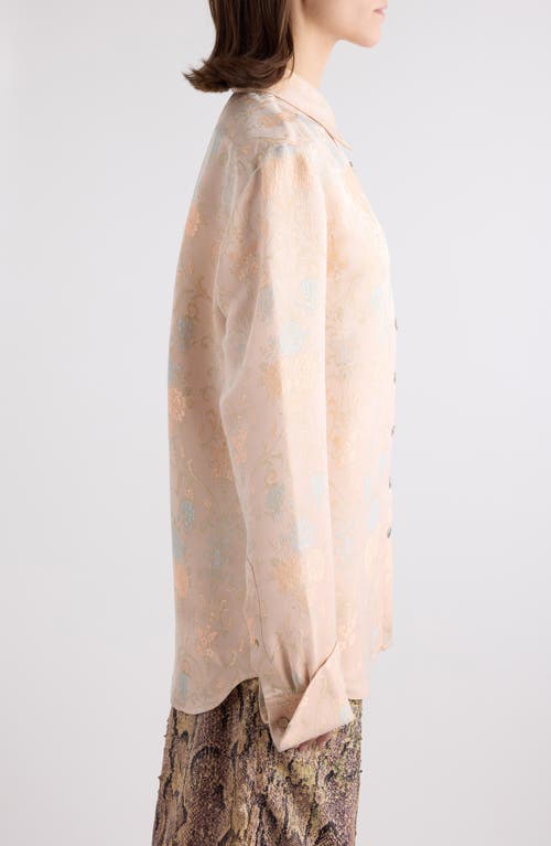 Dries Van Noten Celina Floral Jacquard Satin Shirt In Light Pink
