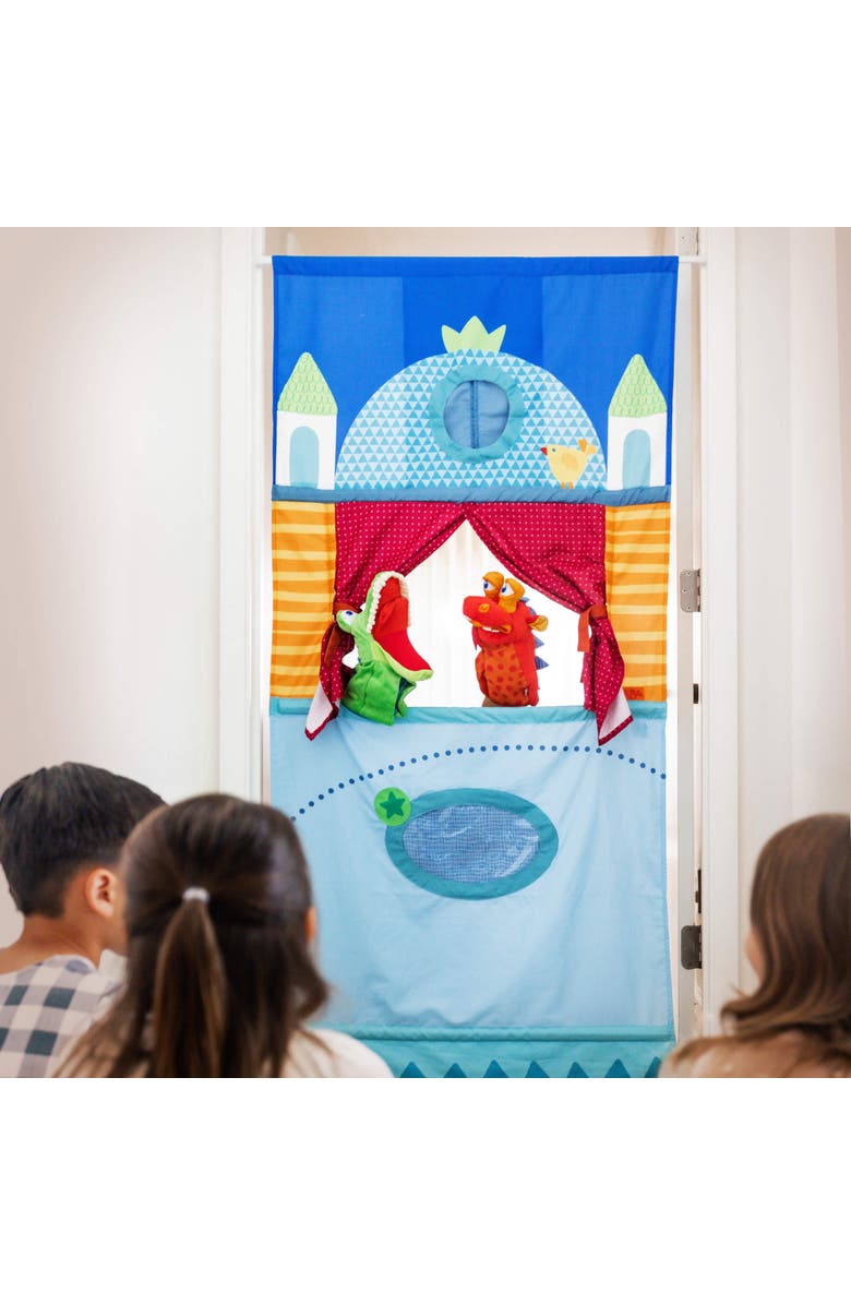 HABA Doorway Puppet Theater with 2 Eat-it-up Puppets, Alternate, color, Multi