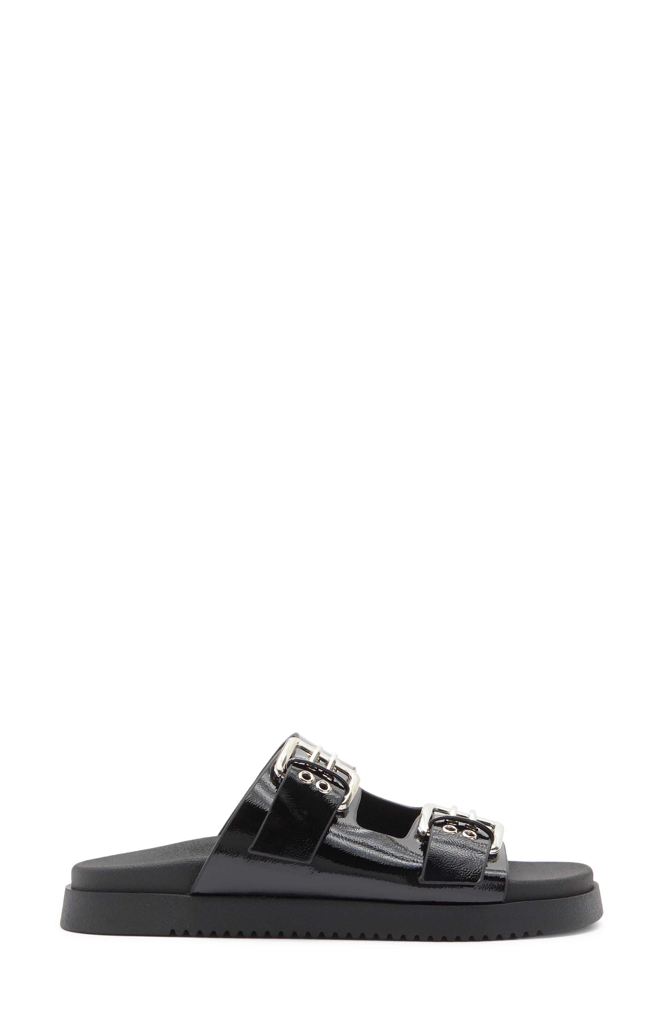 TOP MODA Lyon Buckle Slide Sandal, Alternate, color, Black Pat