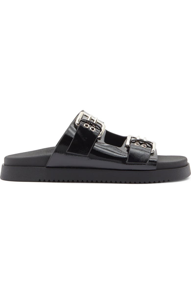 TOP MODA Lyon Buckle Slide Sandal, Alternate, color, Black Pat