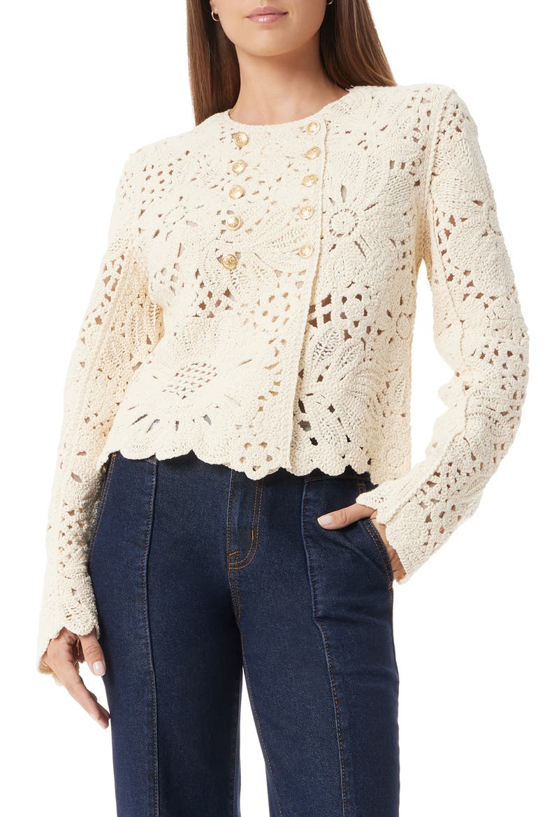 Fiona Double Breasted Open Stitch Cardigan, Main, color, CREAM