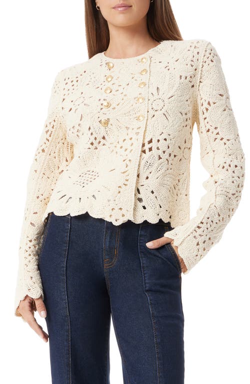 Sam Edelman Fiona Double-breasted Collarless Blazer Jacket In Cream