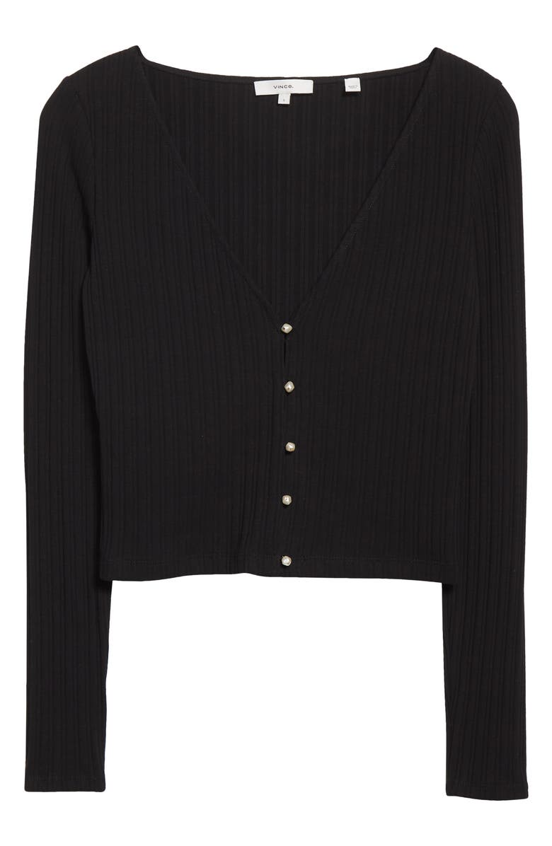 Vince Plunge Neck Rib Cardigan, Alternate, color,