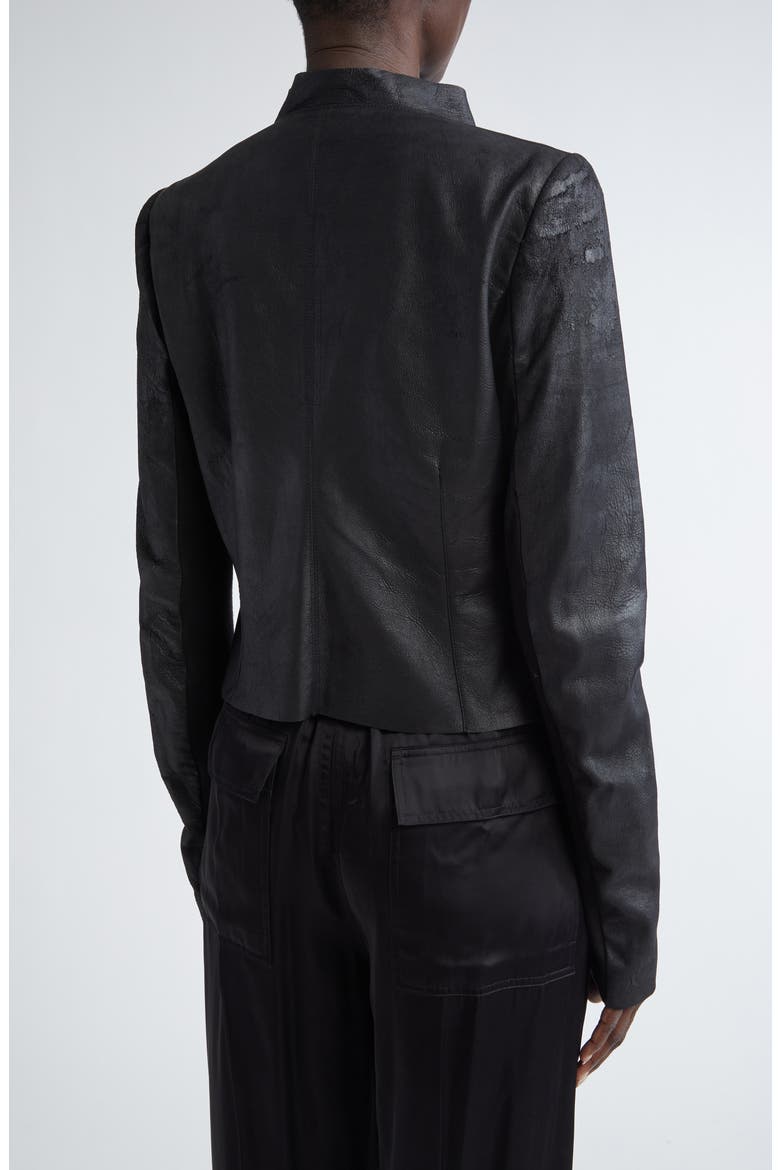 Cowl Neck Leather Biker Jacket, Alternate, color, BLACK