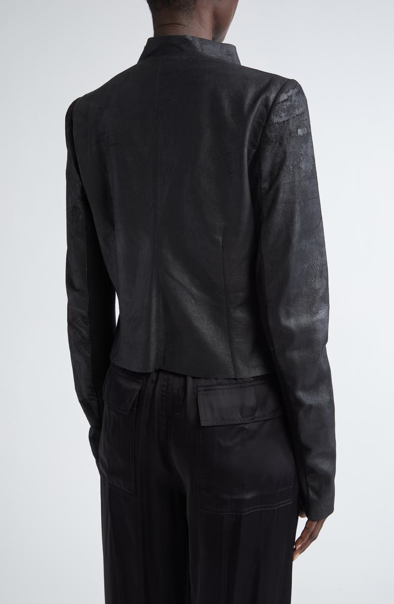 Rick Owens Cowl Neck Leather Biker Jacket, Alternate, color, 
