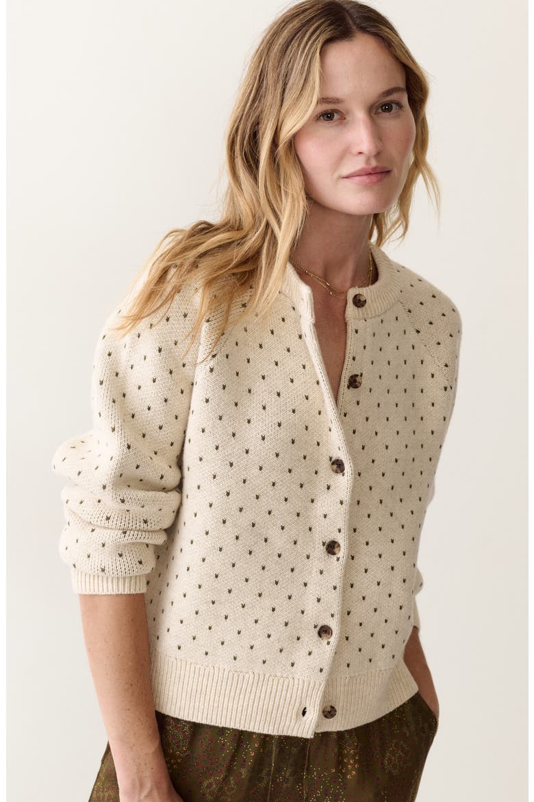Iris Cotton Blend Cardigan, Alternate, color, OATMEAL AND OLIVE