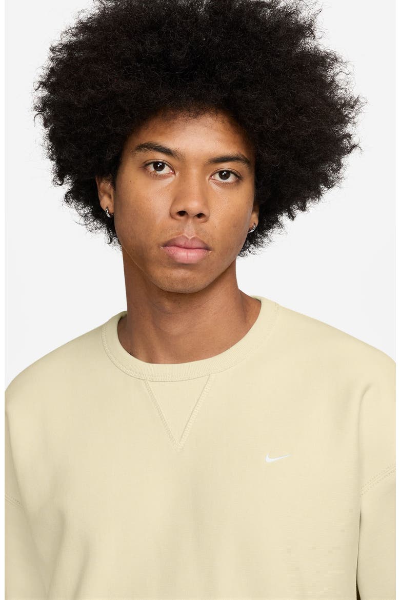 Fleece Crewneck Sweatshirt, Alternate, color, COCONUT MILK/ WHITE