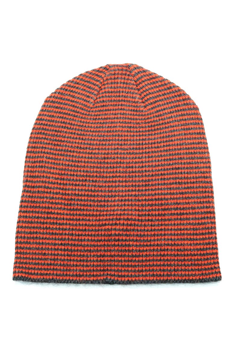 Mini Stripe Slouchy Hat, Main, color, CHARCOAL/ ORANGE