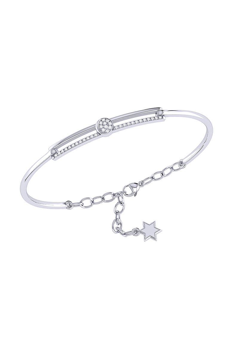 Moonlit Phases Sterling Silver Diamond Bangle, Main, color, Silver