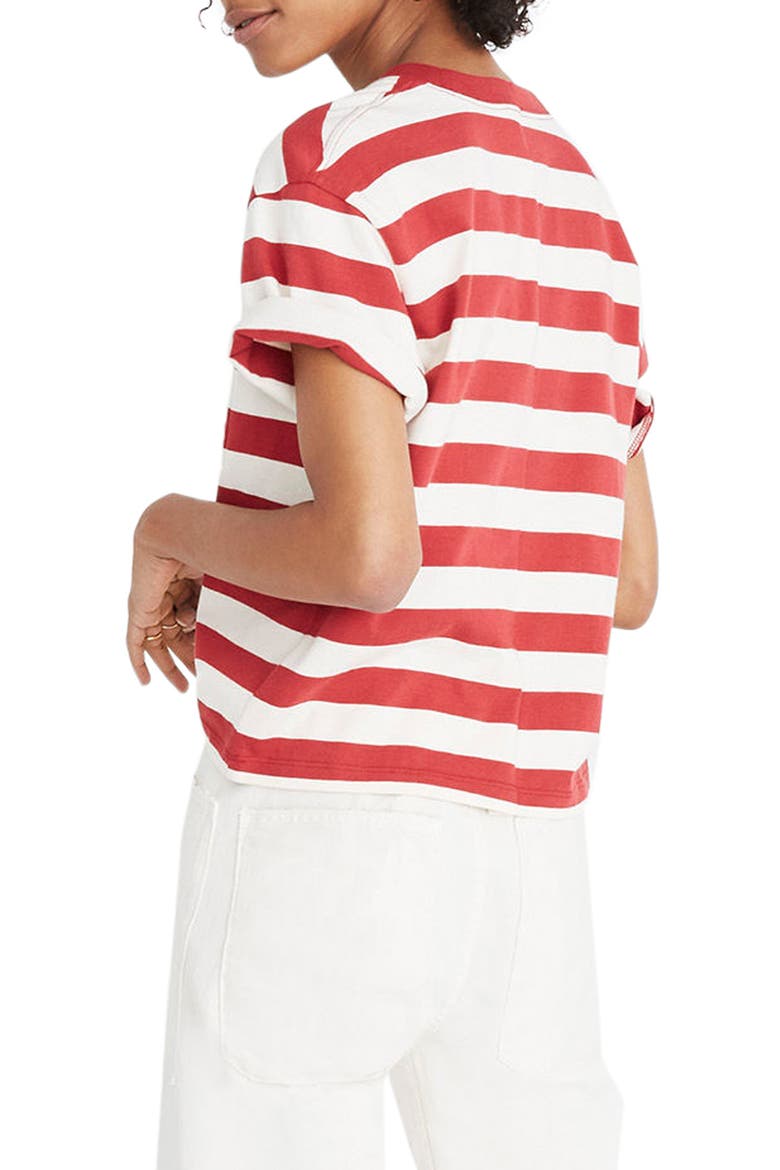 Stripe Easy Crop Tee, Main, color, CRIMSON