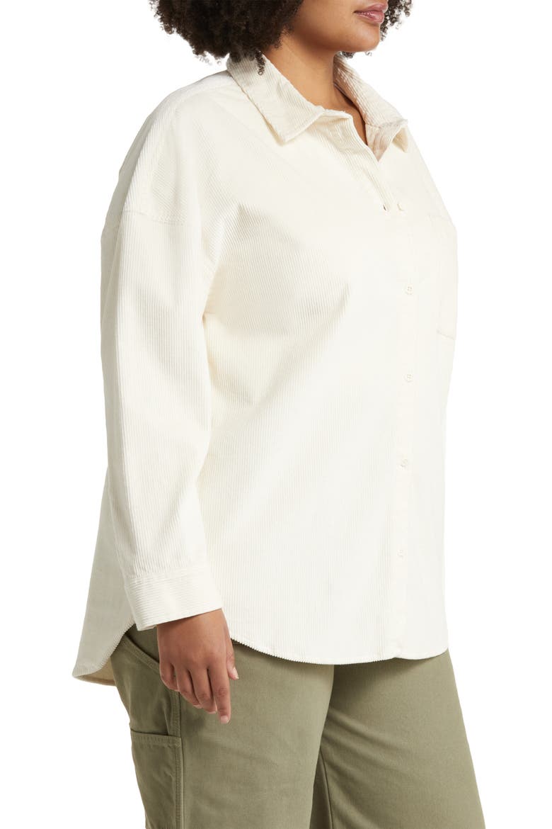 Corduroy Button-Up Shirt, Alternate, color, WHITE WHISPER