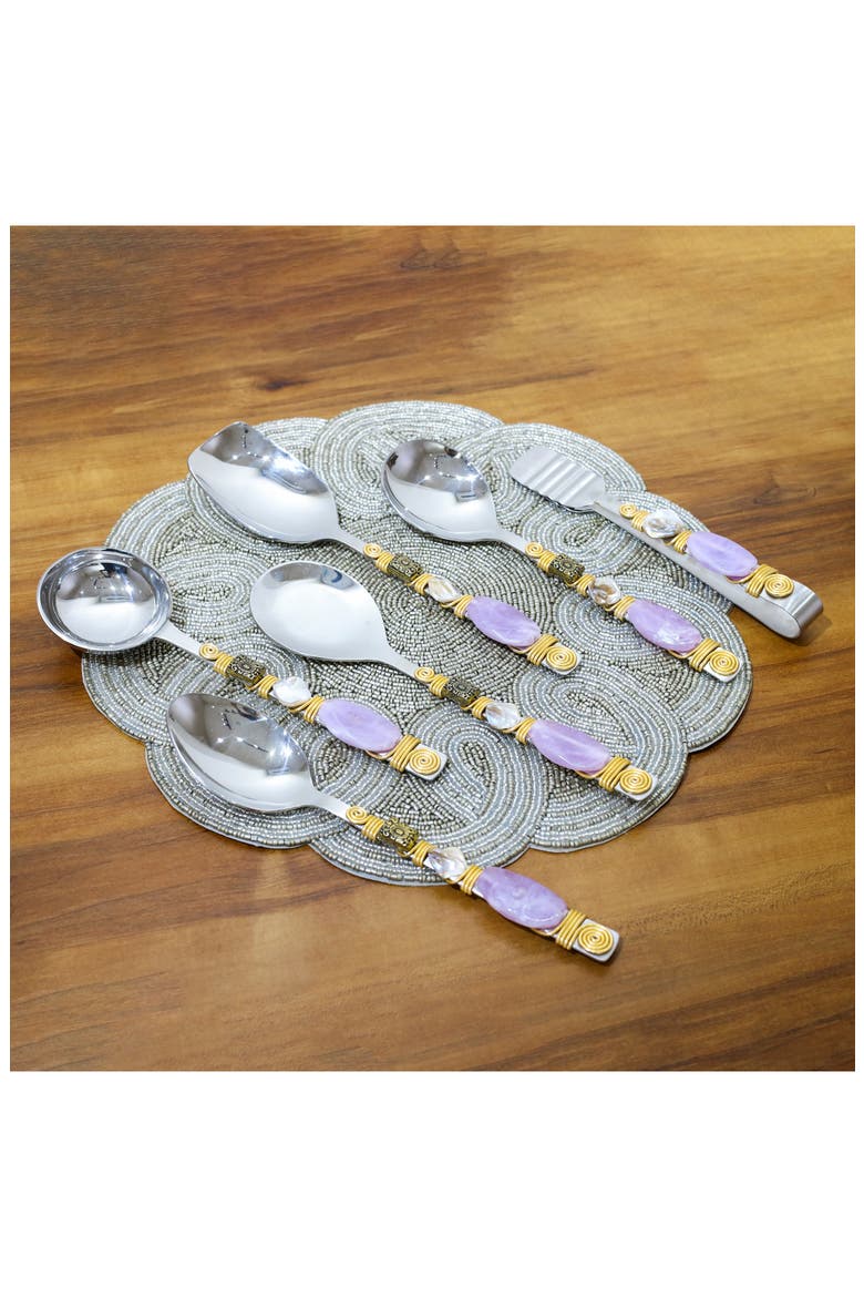 6-Piece Serving Spoons, Alternate, color, PURPLE