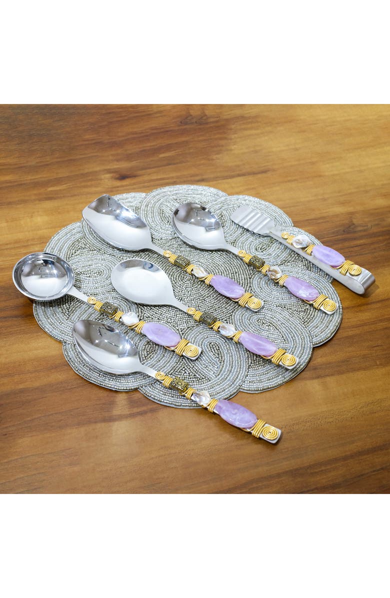 Tiramisu 6-Piece Serving Spoons, Alternate, color, Purple