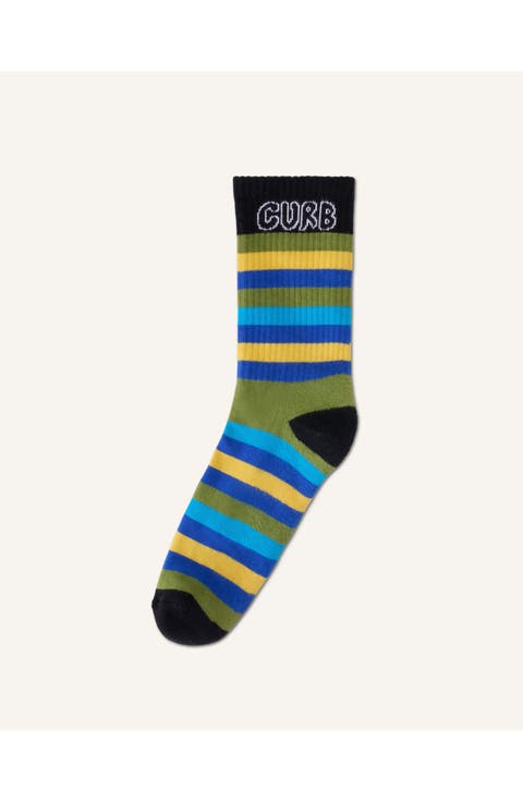 Curb Striped Cotton Socks
