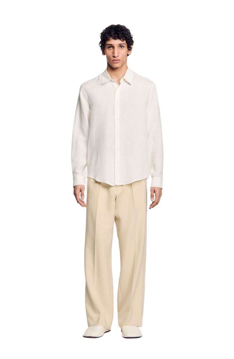 SANDRO Linen shirt, Alternate, color, Ivory.