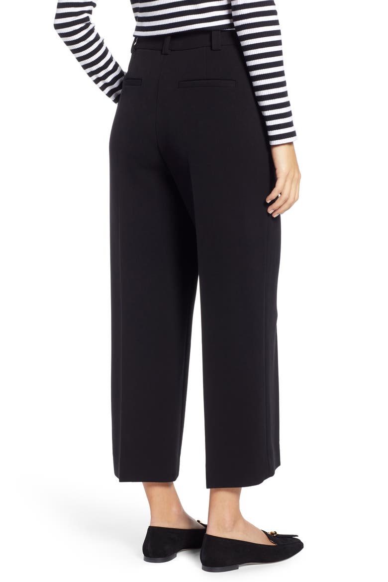 Solid Crop Wide Leg Pants, Alternate, color, BLACK