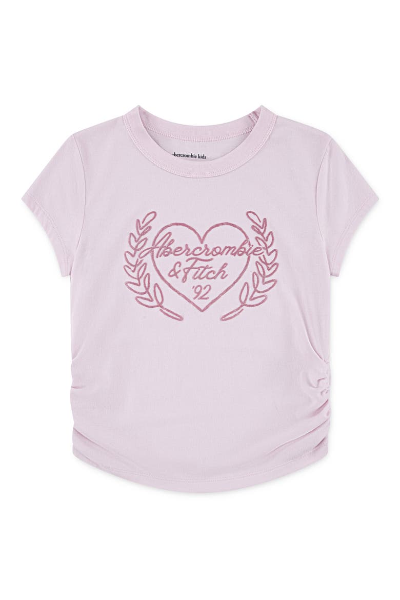 Kids' Laurel Ruched Cotton Blend Graphic T-Shirt, Main, color, CRADLE PINK