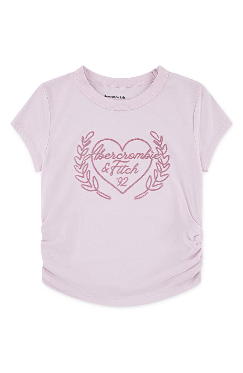 abercrombie kids Kids' Laurel Ruched Cotton Blend Graphic T-Shirt, Main, color, Cradle Pink