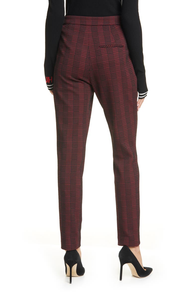 Hanette Plaid Ankle Pants, Alternate, color, BRICK RED