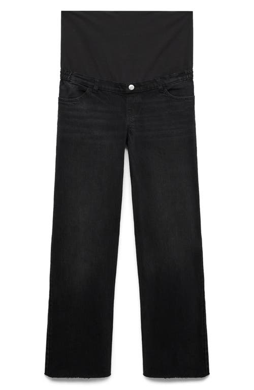 Shop Mango Over The Bump Wide Leg Maternity Jeans In Black Denim