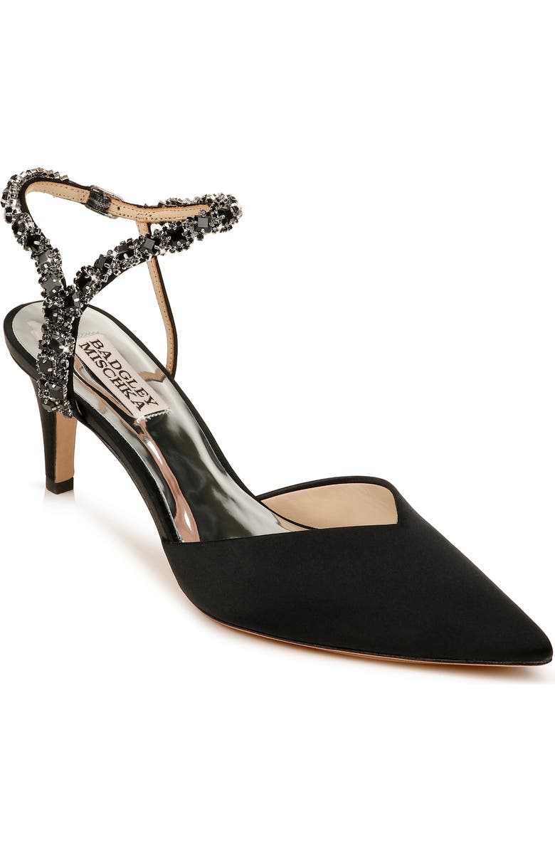 Badgley Mischka Collection Galaxy Embellished Ankle Strap Pointed Toe Pump, Main, color,