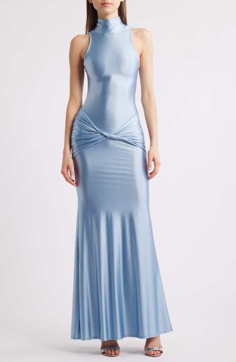 Roya Ruched Twisted Satin Gown