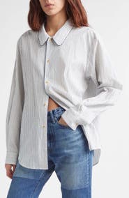 KURO Quiet Stripe Piped Cotton Button-Up Shirt