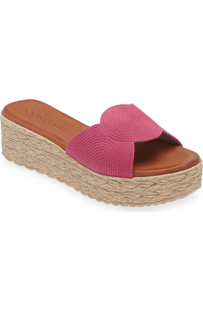 Cordani Britta Espadrille Platform Wedge Slide Sandal, Main, color, Fuschia Suede