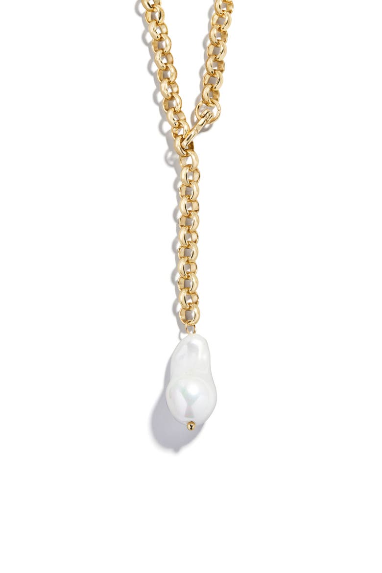 Teagan Faux Pearl Lariat Necklace, Alternate, color, PEARL