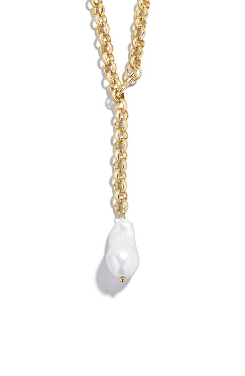 Baublebar Teagan Faux Pearl Lariat Necklace In Gold