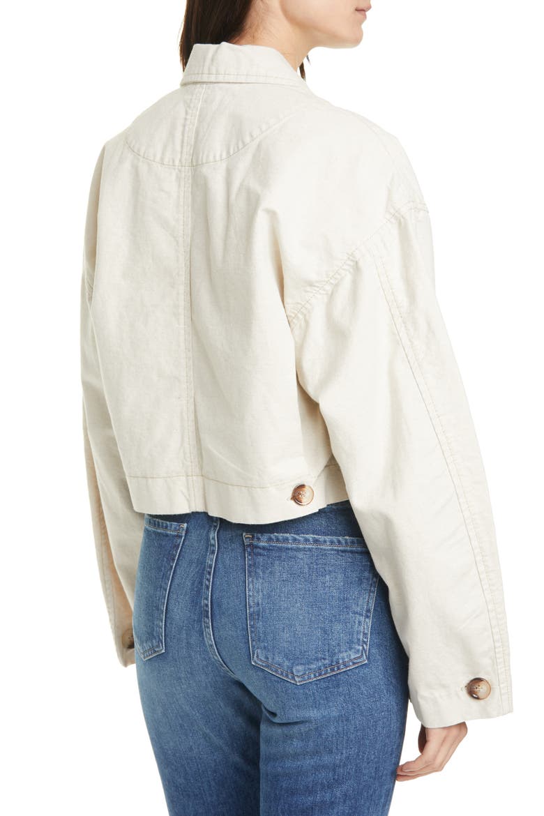Brooklynn Crop Cotton & Linen Jacket, Alternate, color, CREAMY BEIGE
