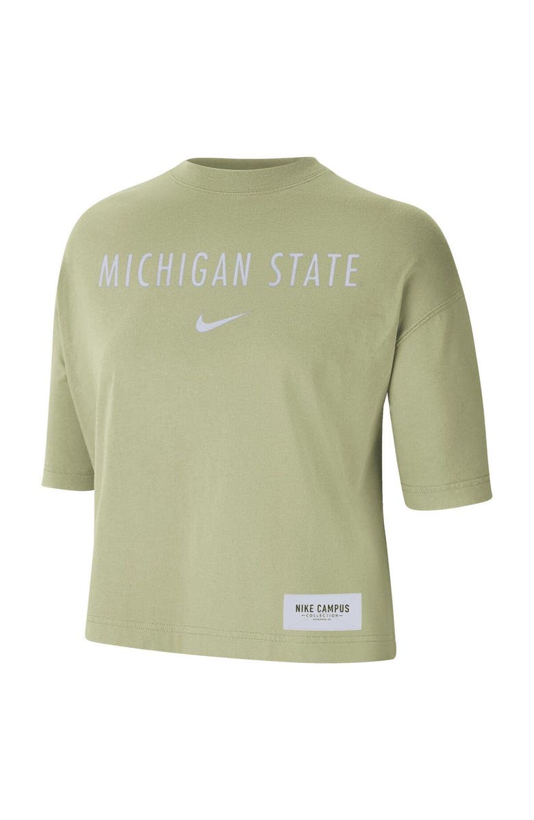Nike Women's Nike Olive Michigan State Spartans Earth Tones Washed Boxy T-Shirt, Alternate, color, 