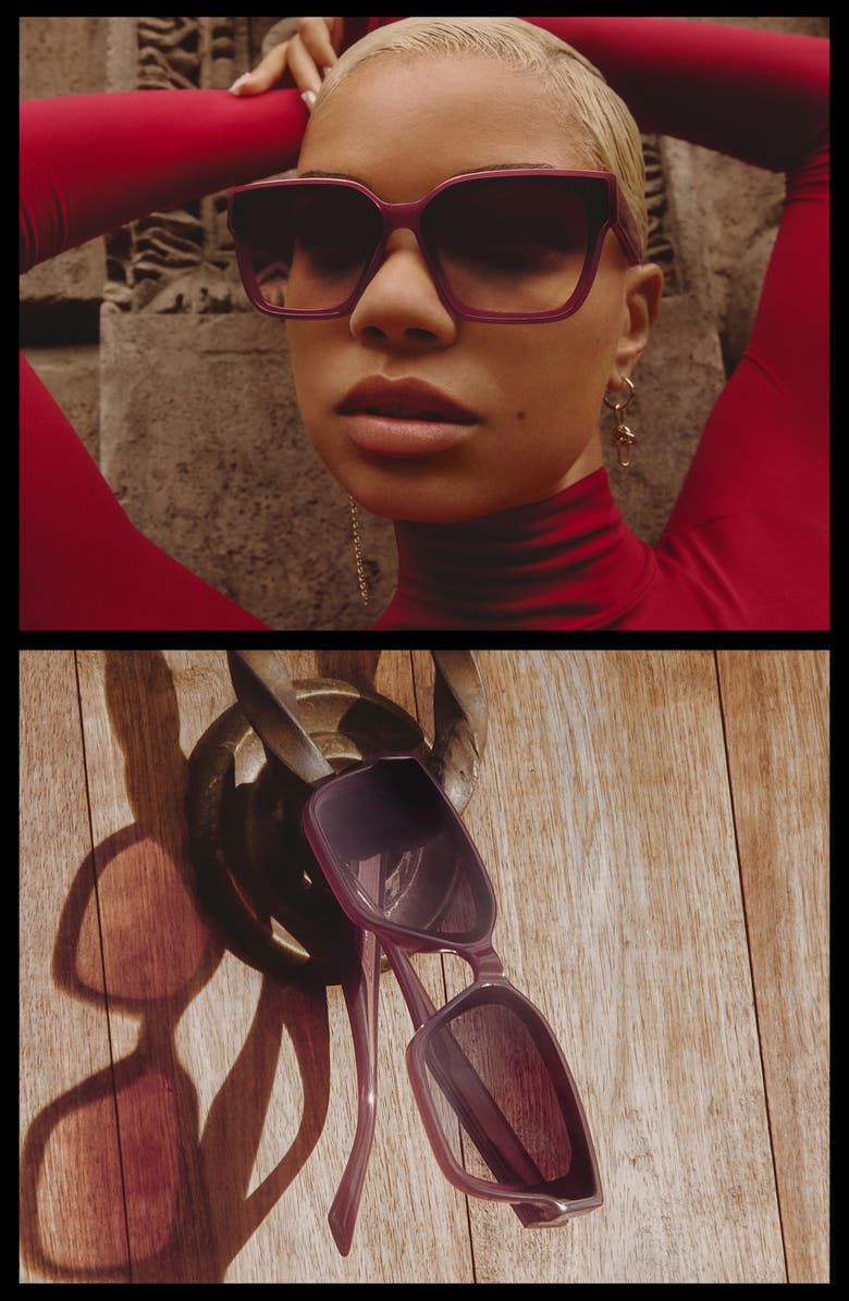 QUAY Drive In 66mm Square Sunglasses, Alternate, color, Plum/ Plum Pink