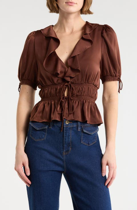 Ruffle Tie Front Top