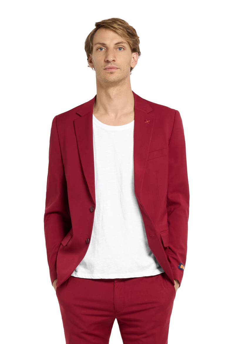 Daily Slim Fit Bright Burgundy Suit, Alternate, color, RED