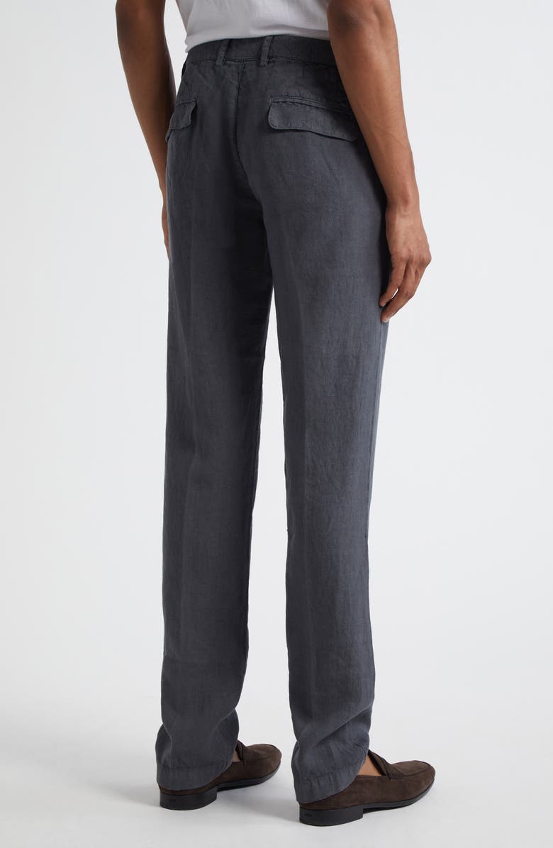 Massimo Alba Ionio2 Pleated Linen Canvas Dress Pants, Alternate, color, Ferro