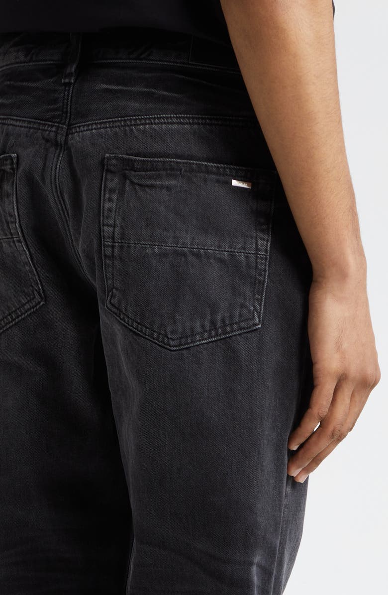 AMIRI Frayed Release Hem Straight Leg Jeans, Alternate, color, Faded Black