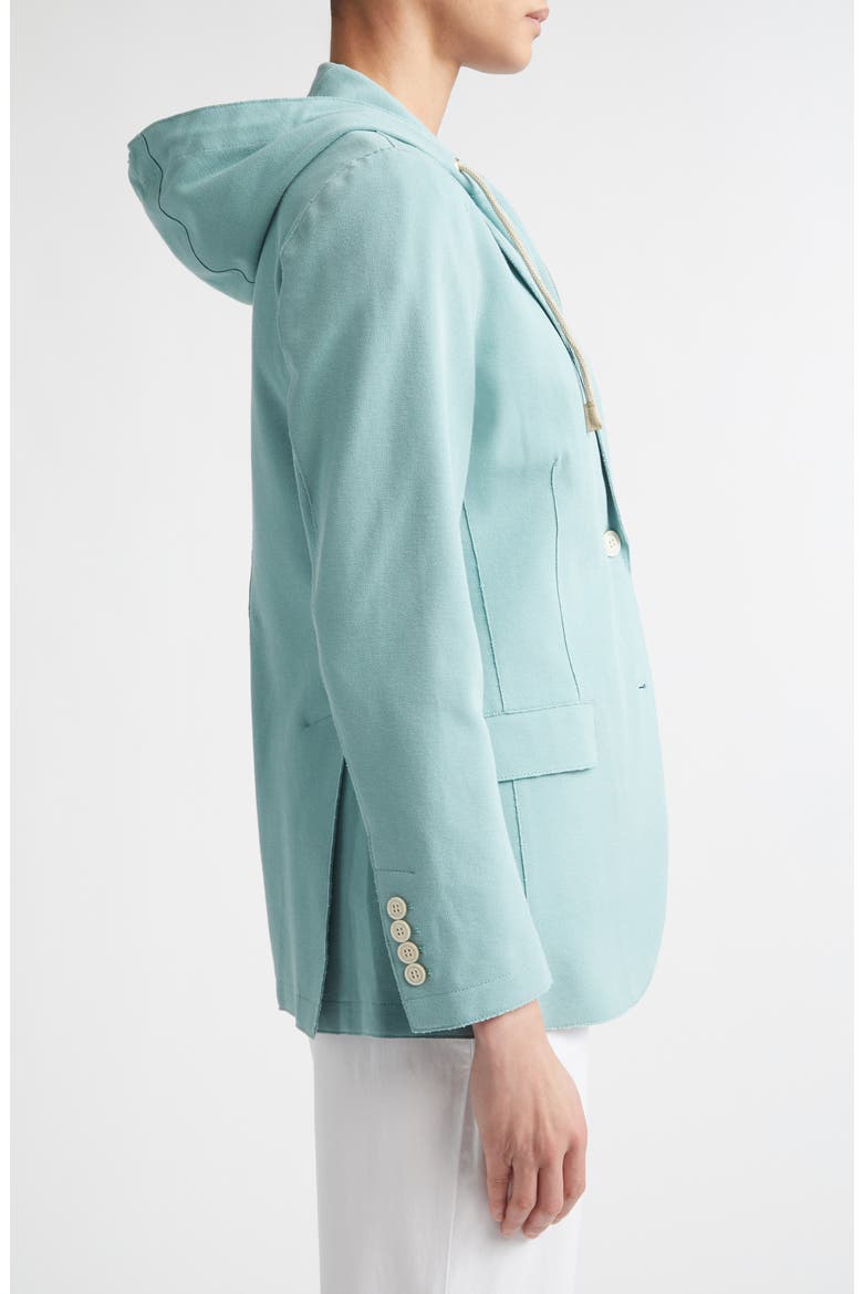 Laser Cut Cotton Blend Knit Jacket with Hooded Zip Inset, Alternate, color, 175 JADE