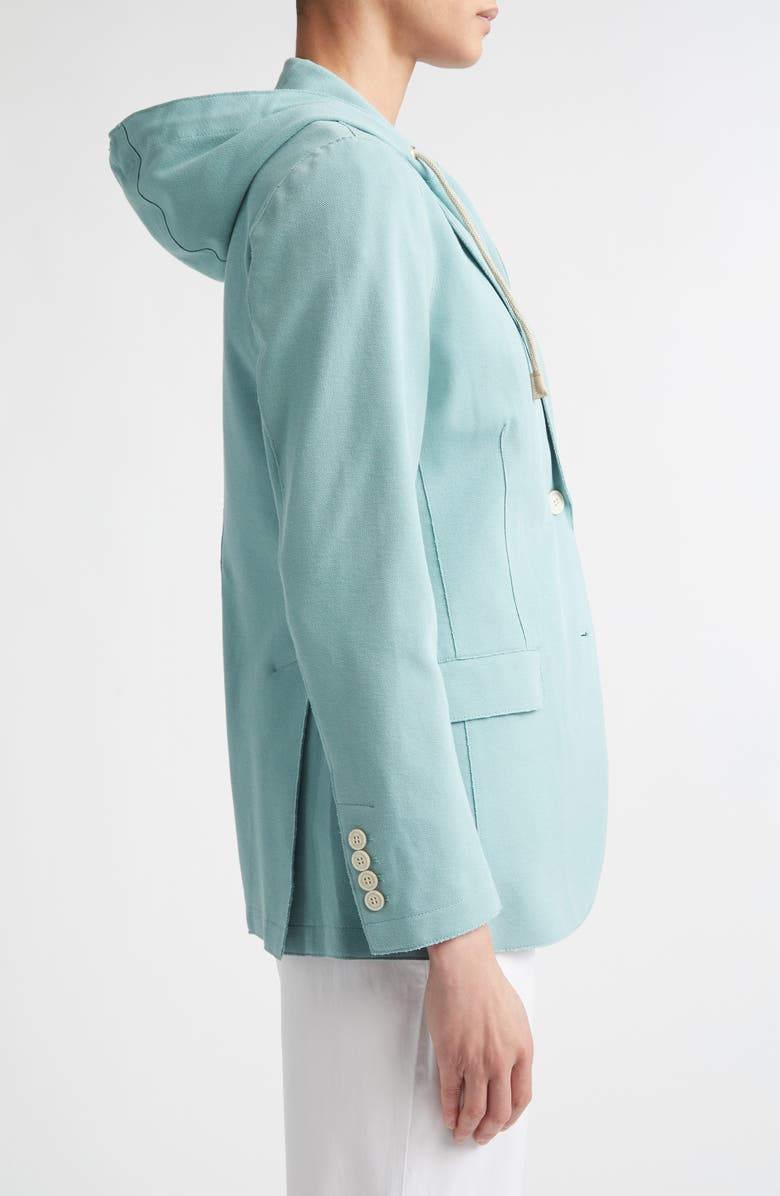 Eleventy Laser Cut Cotton Blend Knit Jacket with Hooded Zip Inset, Alternate, color, 175 Jade