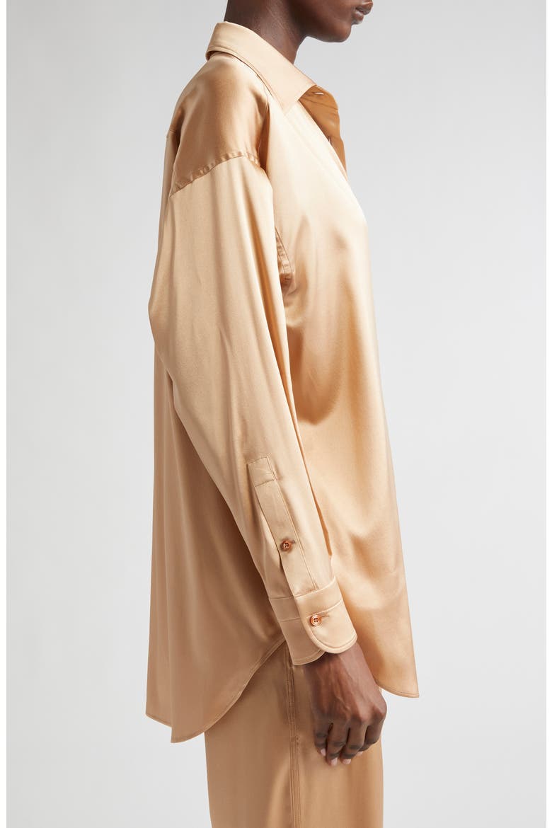Relaxed Fit Stretch Silk Satin Blouse, Alternate, color, PALE BEIGE