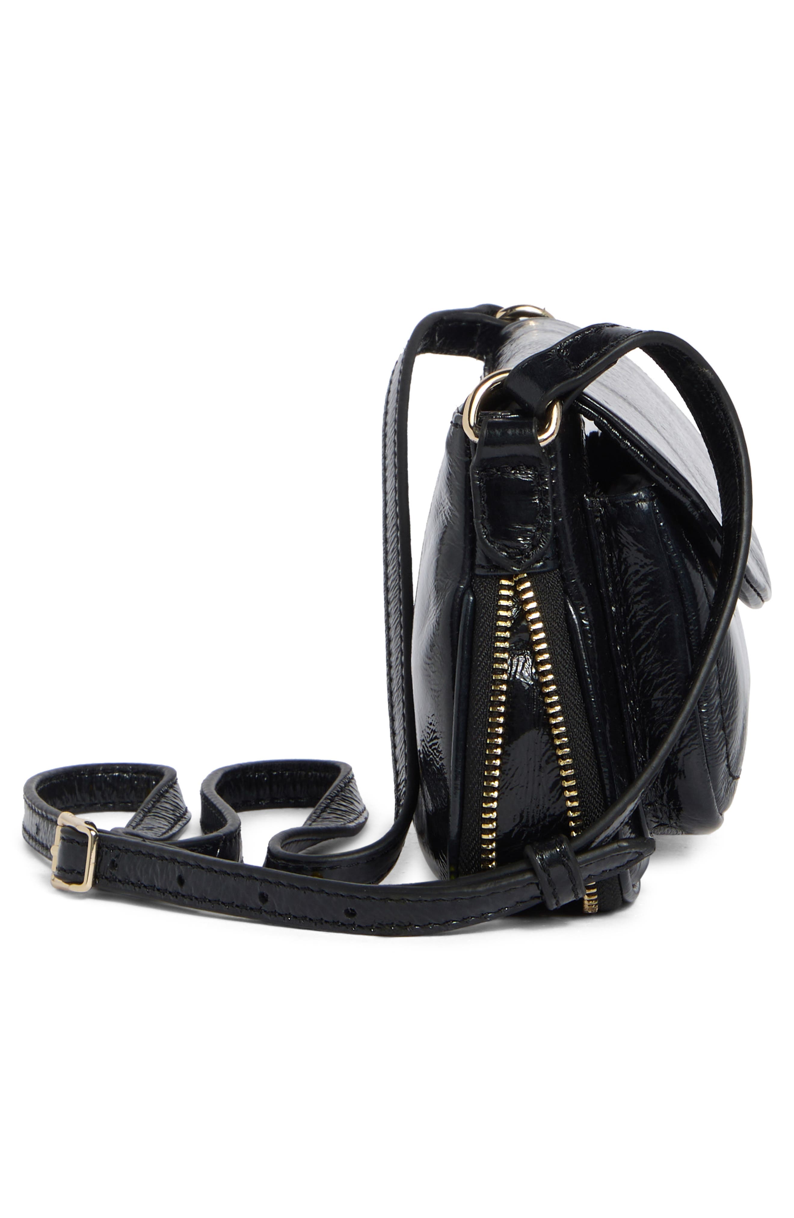 Ripley Leather Mini Crossbody, Alternate, color, BLACK CRINKLE PATENT