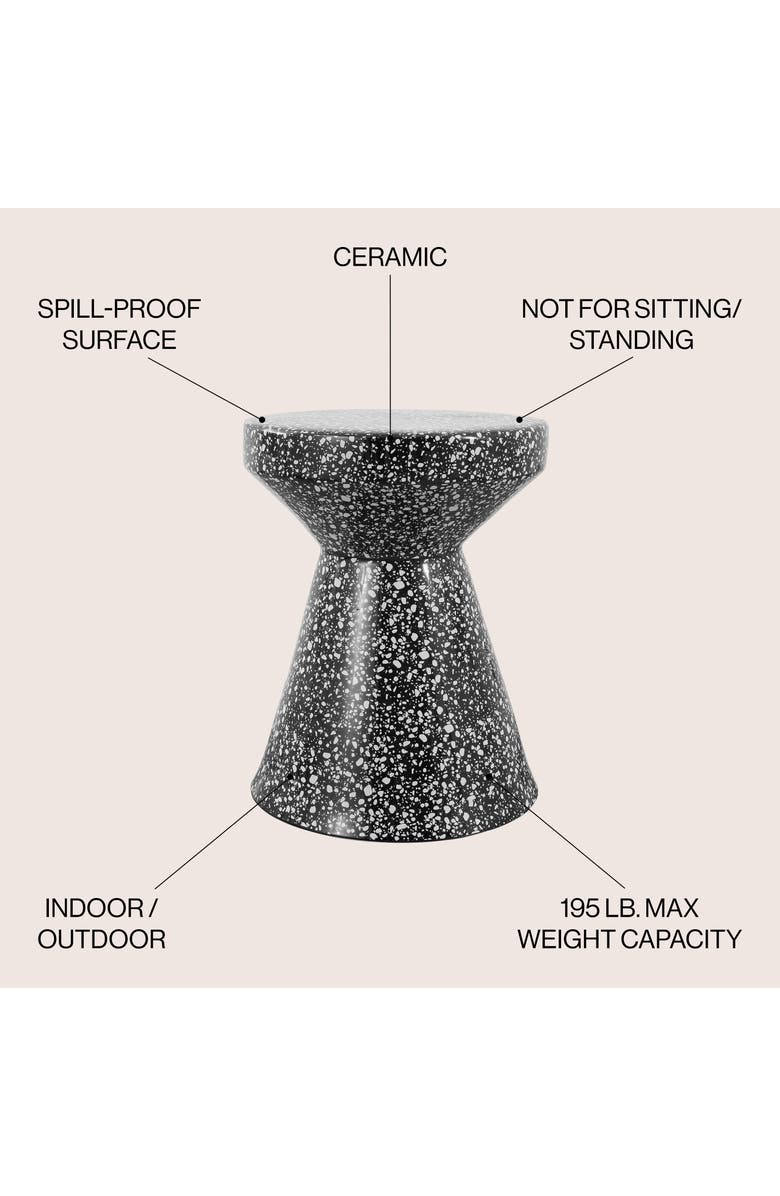 JONATHAN Y Xenia 17.75" Modern Bohemian Terrazzo Indoor/Outdoor Drum Accent Table, Alternate, color, Black/White