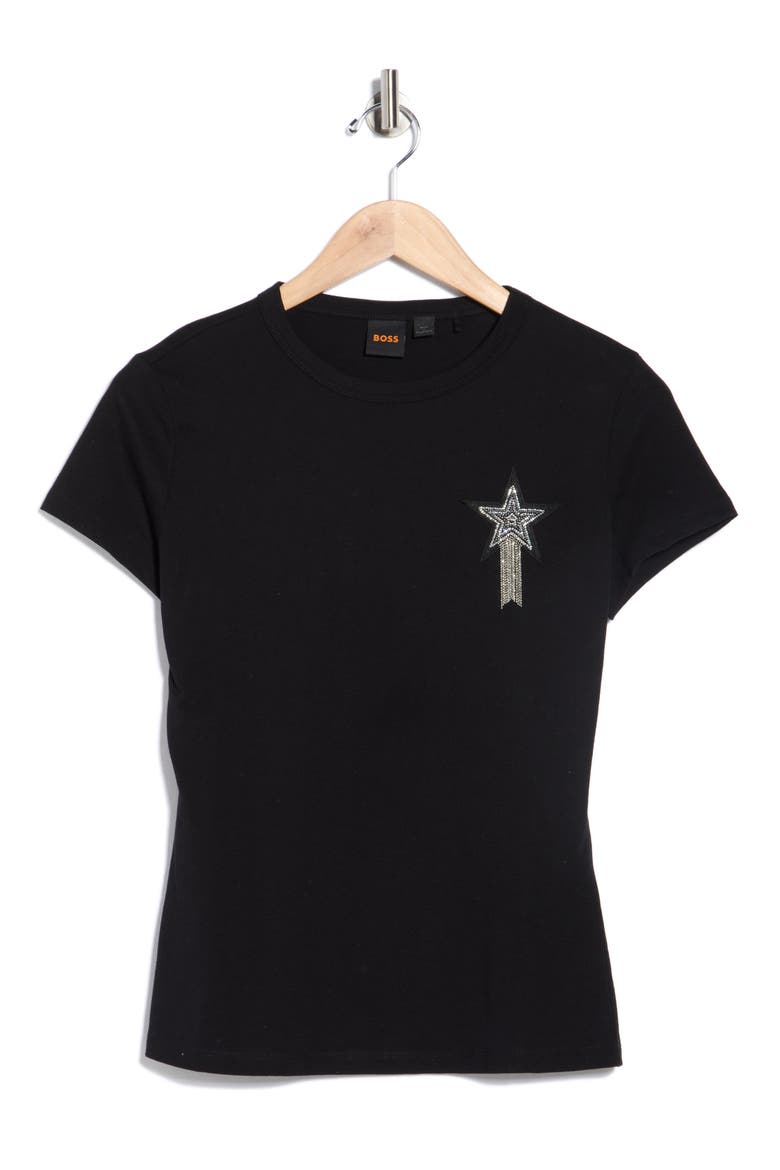 Rhinestone Embellished Short Sleeve T-Shirt, Alternate, color, BLK