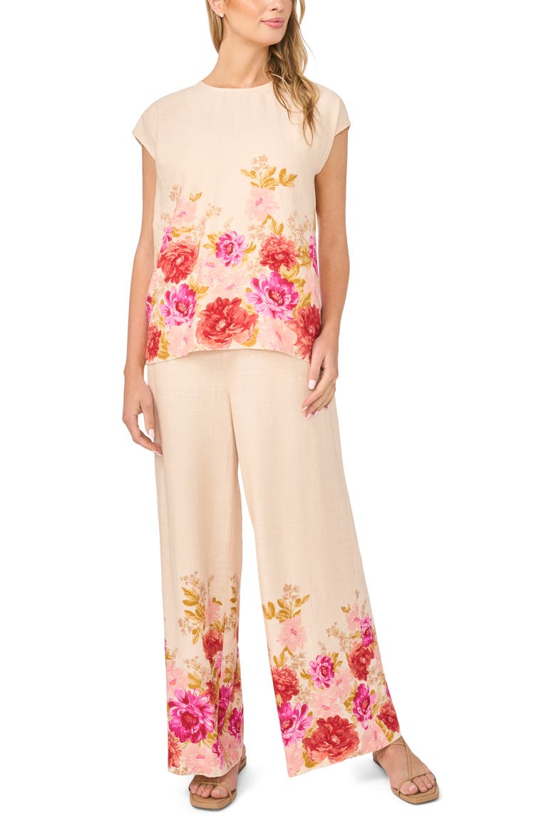 Floral Print Top, Alternate, color, BUTTERCREAM
