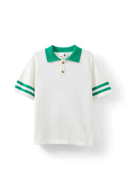 Shop Cotton On Kids Kid's Preston Knit Polo In Vanilla Island Green Stripe