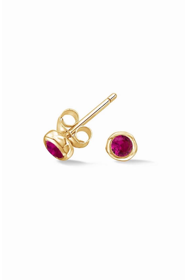 3mm Ruby Dewdrop Studs, Main, color, Yellow Gold Vermeil