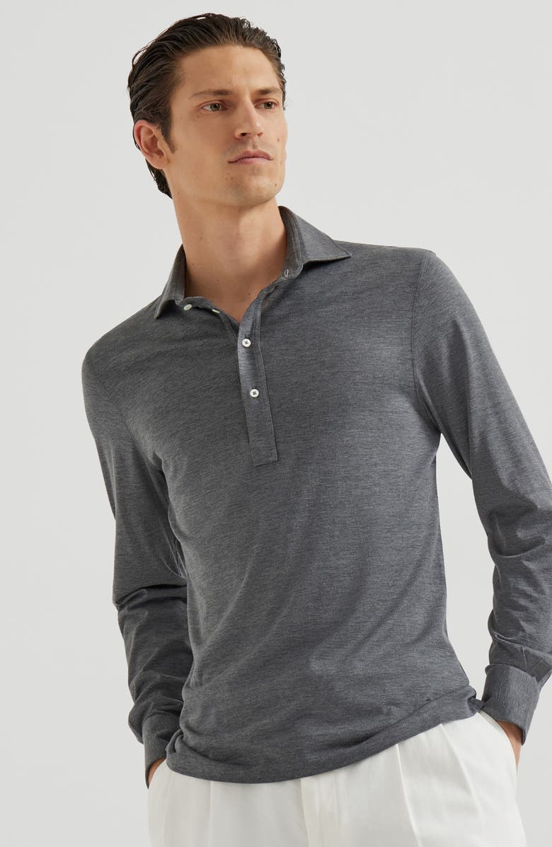 Brunello Cucinelli Jersey polo shirt, Alternate, color, Dark Grey