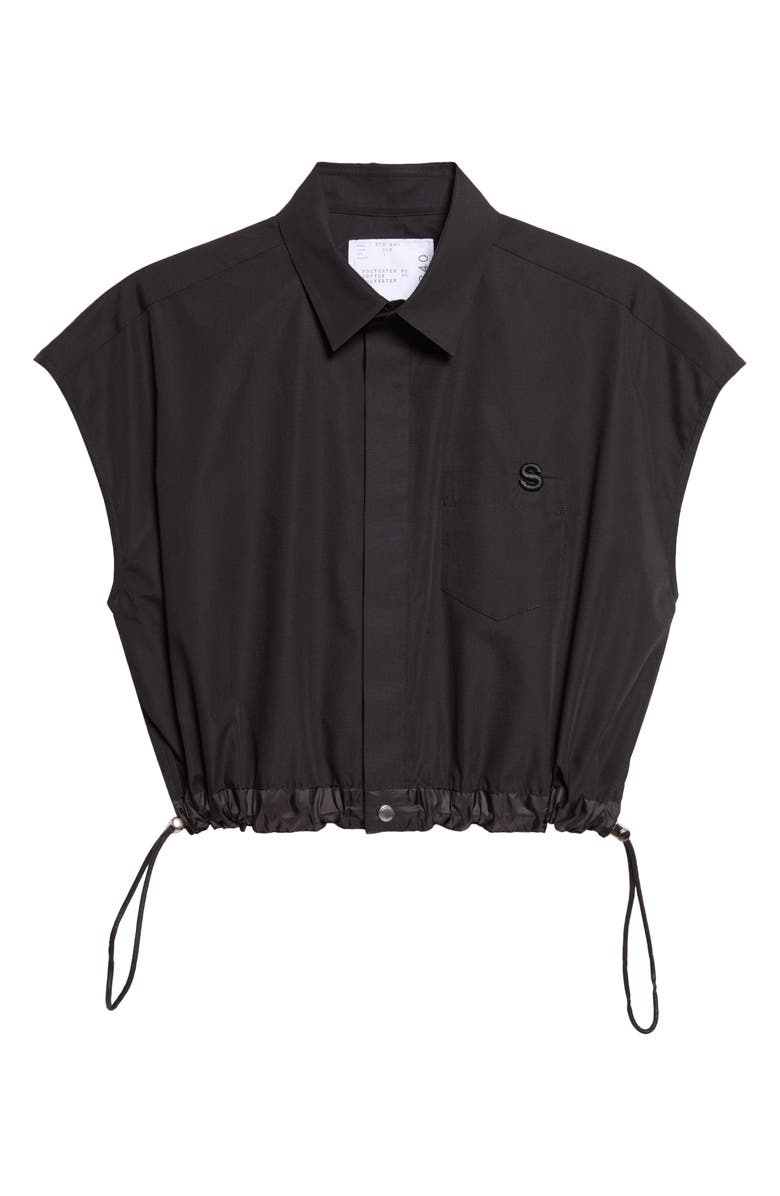 Sacai Crop Poplin Shirt, Main, color, Dark Black