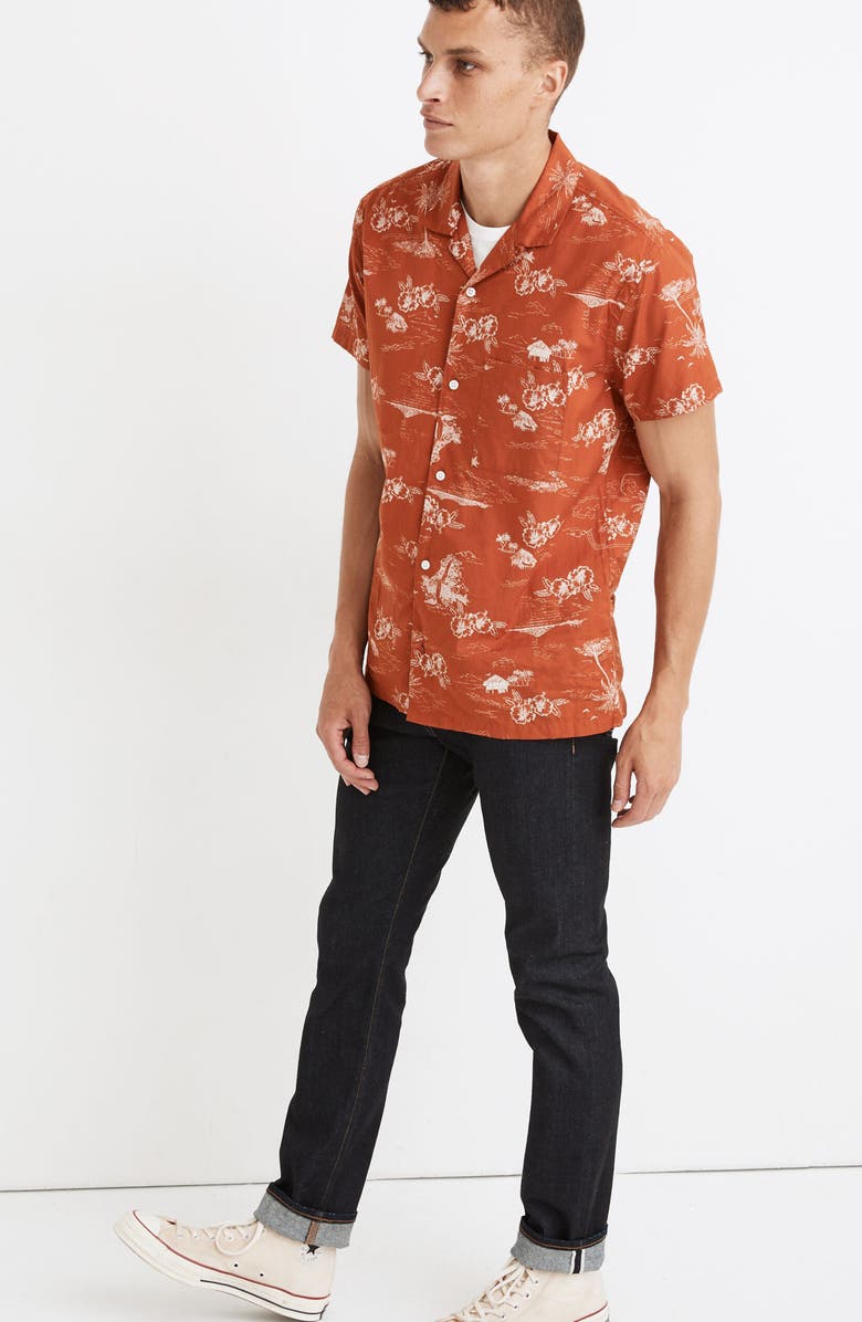 Madewell Paradise Toile Regular Fit Short Sleeve Button-Up Camp Shirt, Alternate, color, 